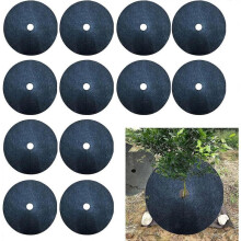 12PCS Tree Protection Weed Block Mulch,Weed Barrier Mat Tree Mat,16.5" Weed Mats Covering Ring