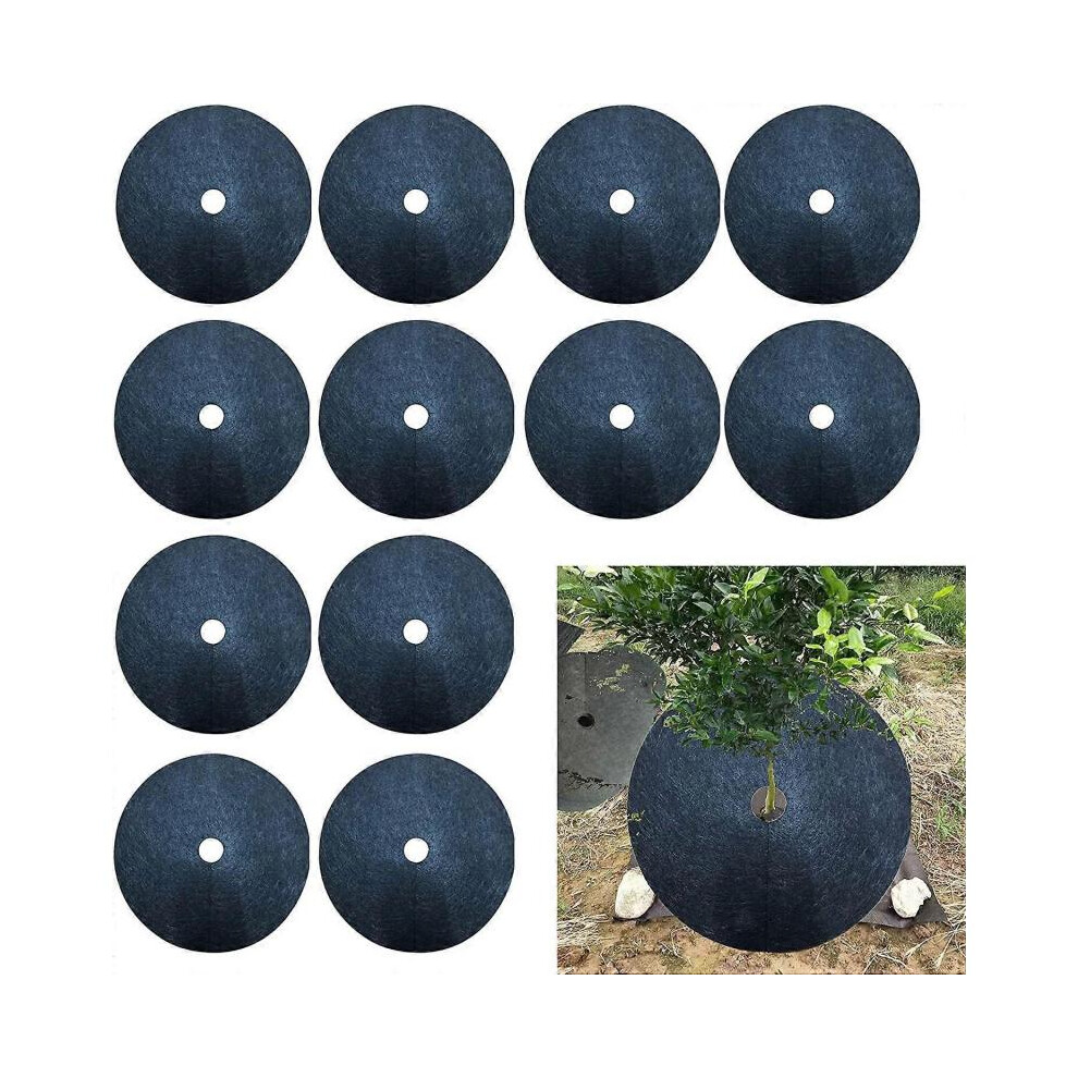 12PCS Paillis de Protection des Arbres,Paillis de Barrière de Mauvaises Herbes,16.5" Weed Mats Covering Ring