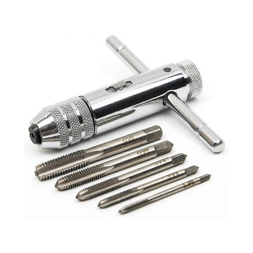 Adjustable Silver T-Handle Ratchet Tap Set Wrench, M3-M8 5004229918608