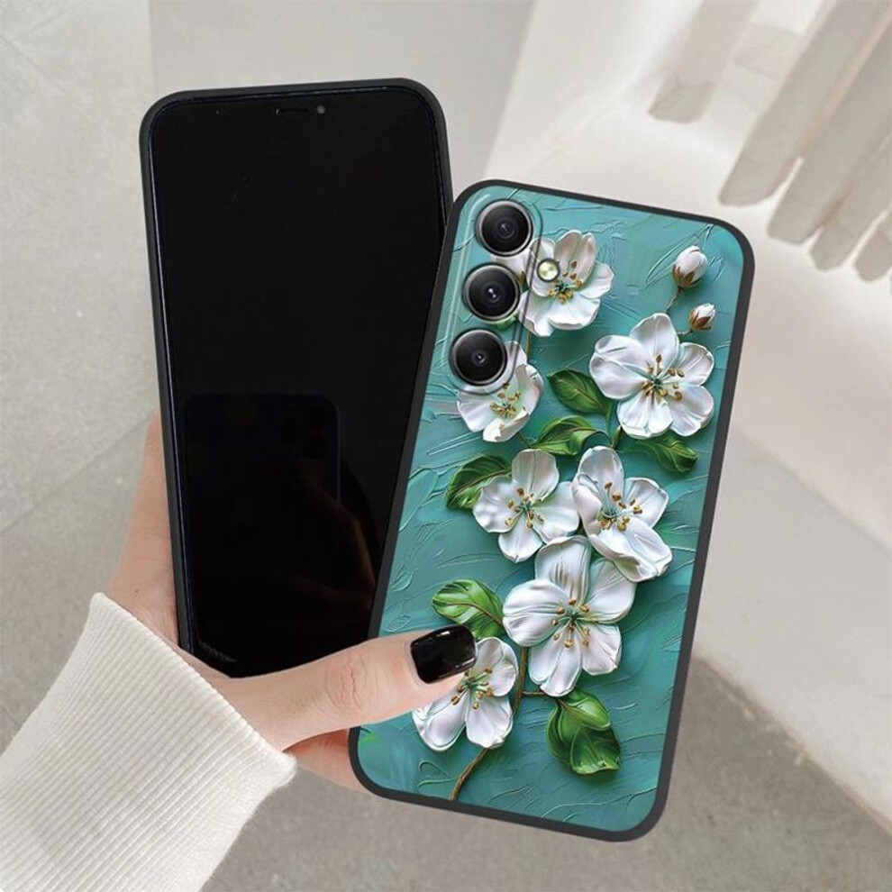 (black, Samsung Galaxy A22) Fashion Flowers Case For Iphone Samsung A55 S24 Fe S25 M35 A06 Xiaomi Redmi Note 13 Pro 14c Huawei Honor 200 Shockproof Anti-scratch Matte Phone Cover