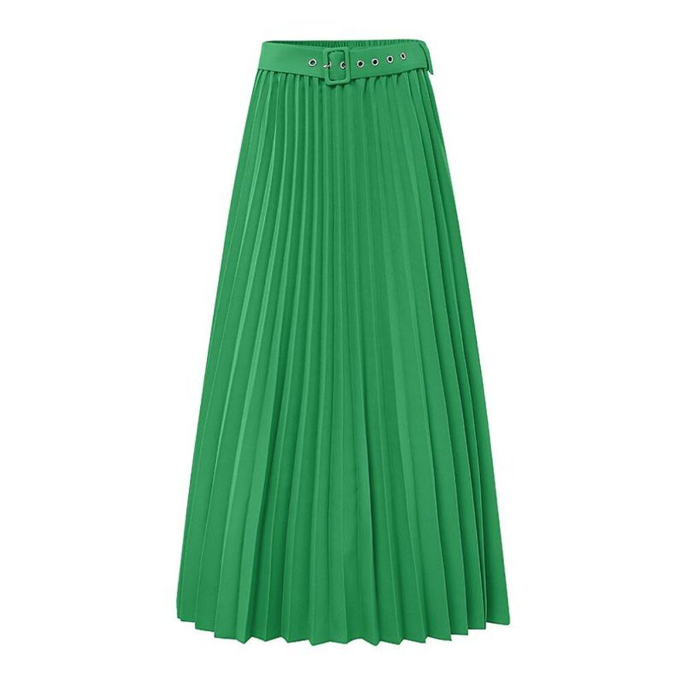 (4XL, green) Zanzea Women Casual Elastic Waist Loose Long Pleated Skirts