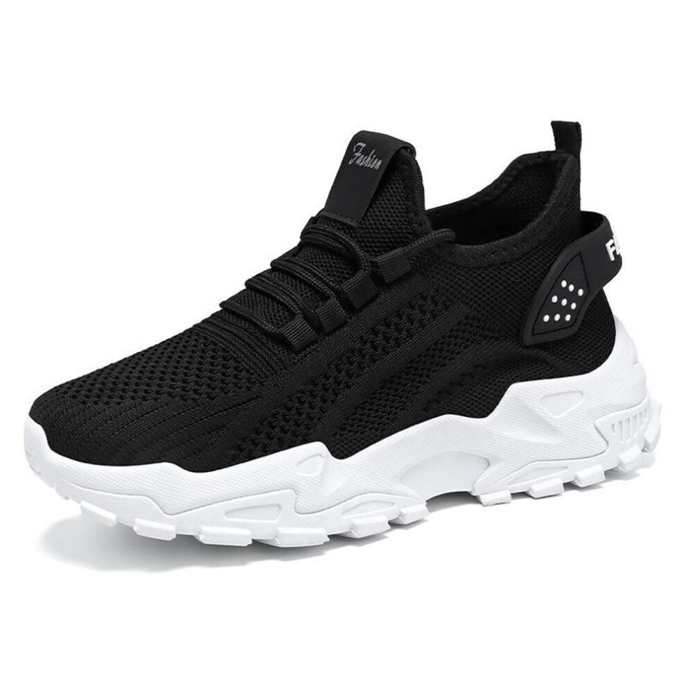 (black, 40) Large size Women's white shoes, summer mesh lace sneakers, comfortable low-top running shoes, travel and vacation leisure