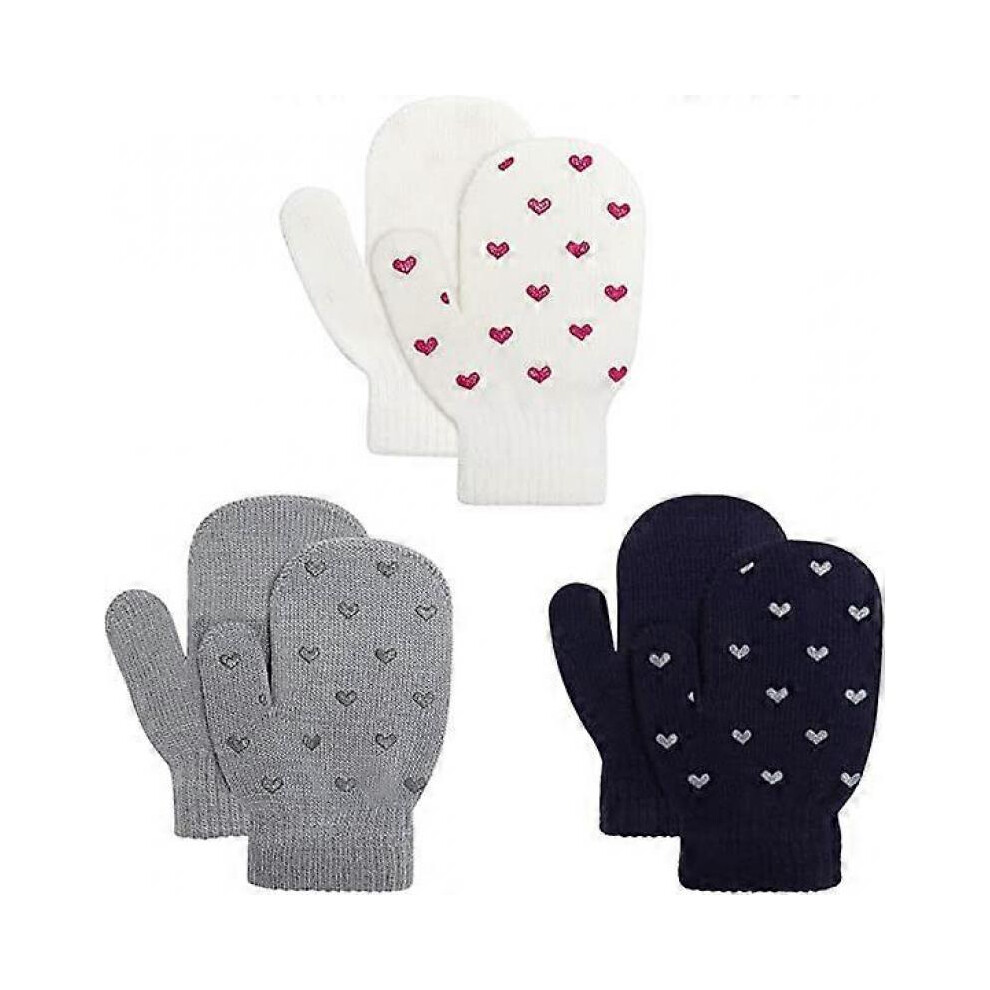 Children's elastic mittens - children's mittens - children's warm knitting magic mittens in winter, 3 pairs