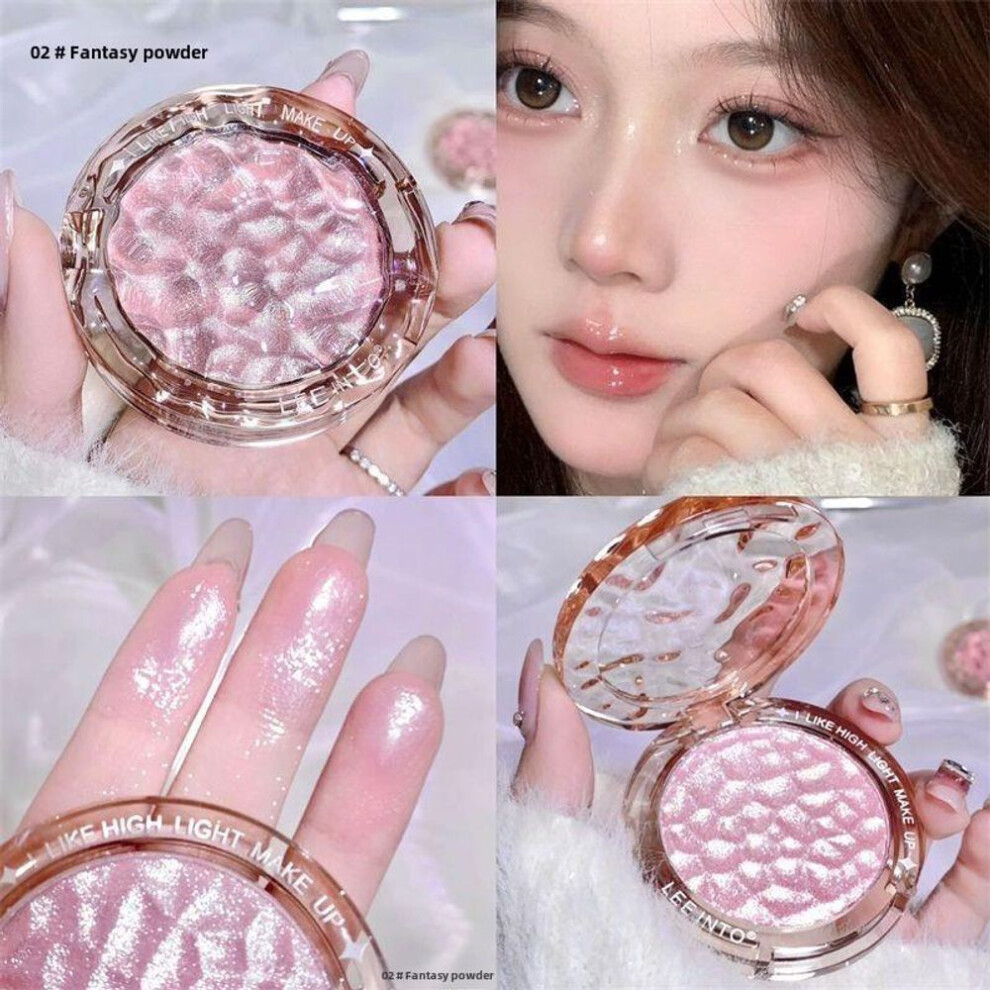 (as the picture, 02) Crystal Bright Wave Highlighter Powder Pearlescent Face Illuminator Long-lasting Shimmer Makeup Glow Powder For All Skin Types