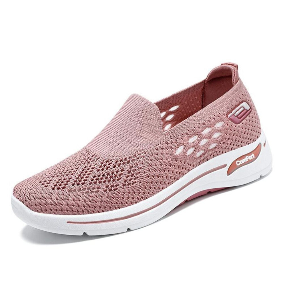 (pink, 38) Women's Breathable Mesh Walking Shoes Comfortable Flat Casual Sneakers For Summer