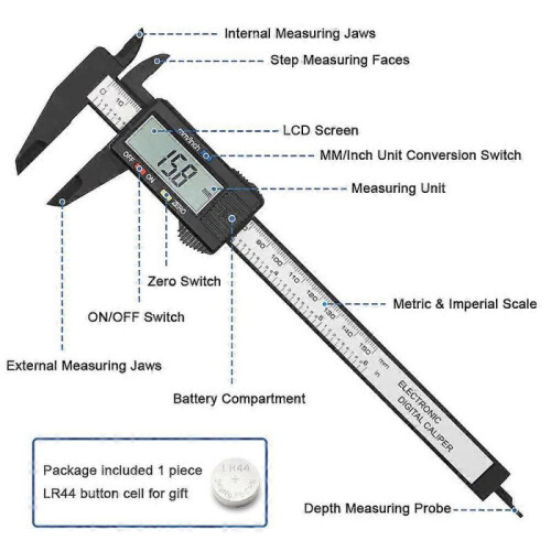 Digital Caliper,6 Inch Accuracy LCD Digital Vernier Caliper Gauge 1