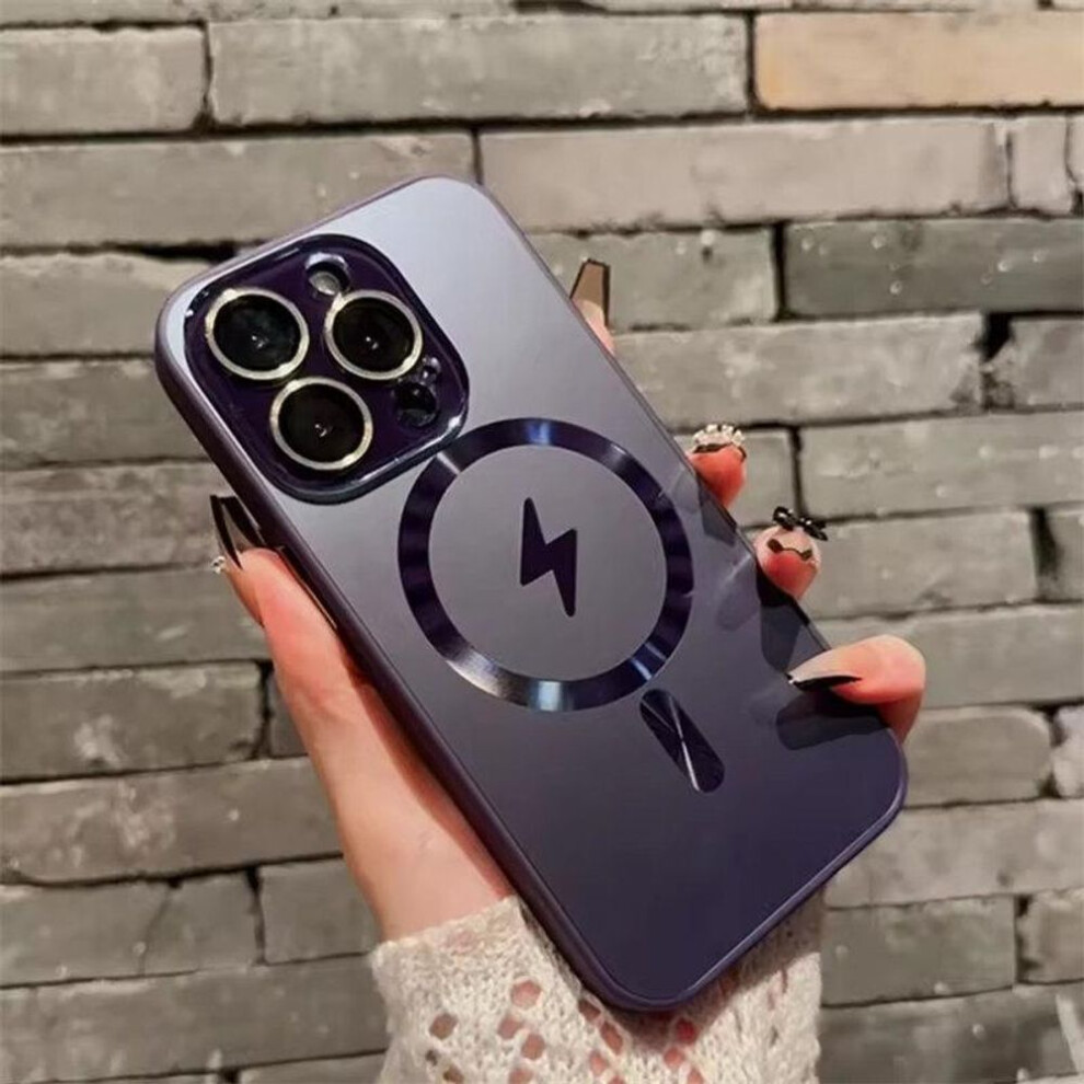(purple, iPhone 15) For Magsafe Lightning AG Matte Case for iPhone 16 15 14 Plus 13 12 Pro Max 11 Camera Protector Magnetic Wireless Charge Cover