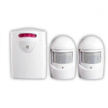 Security alarm system, 1 receiver and 2 weatherproof PIR motion detectors for yard/garage/barn