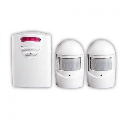 Security alarm system, 1 receiver and 2 weatherproof PIR motion detectors for yard/garage/barn