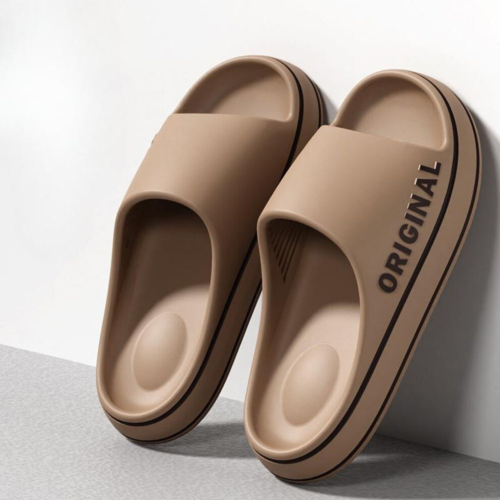 (brown, 40-41) Men And Women Summer Slippers Eva Soft Bottom Cloud Slides Light Beach Shoes Male Suitable Indoor And Outdoor