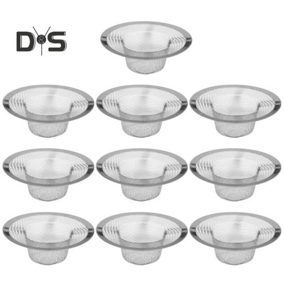 (as the picture, S 10 pcs) 10pcs 5/7/9/11cm Stainless Steel Kitchen Sink Drain Strainer Large Capacity Fine Mesh Anti-clogging Universal Round Bathroom Floor Filter