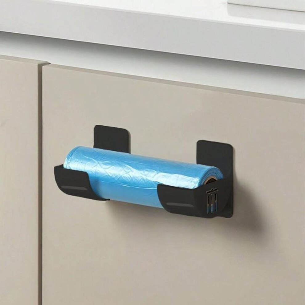 (black, 2PCS) 2PCS Kitchen Storage Organizer Rack Side Mount Holder for Plastic Wrap Foil Paper Towel Cabinet Organization
