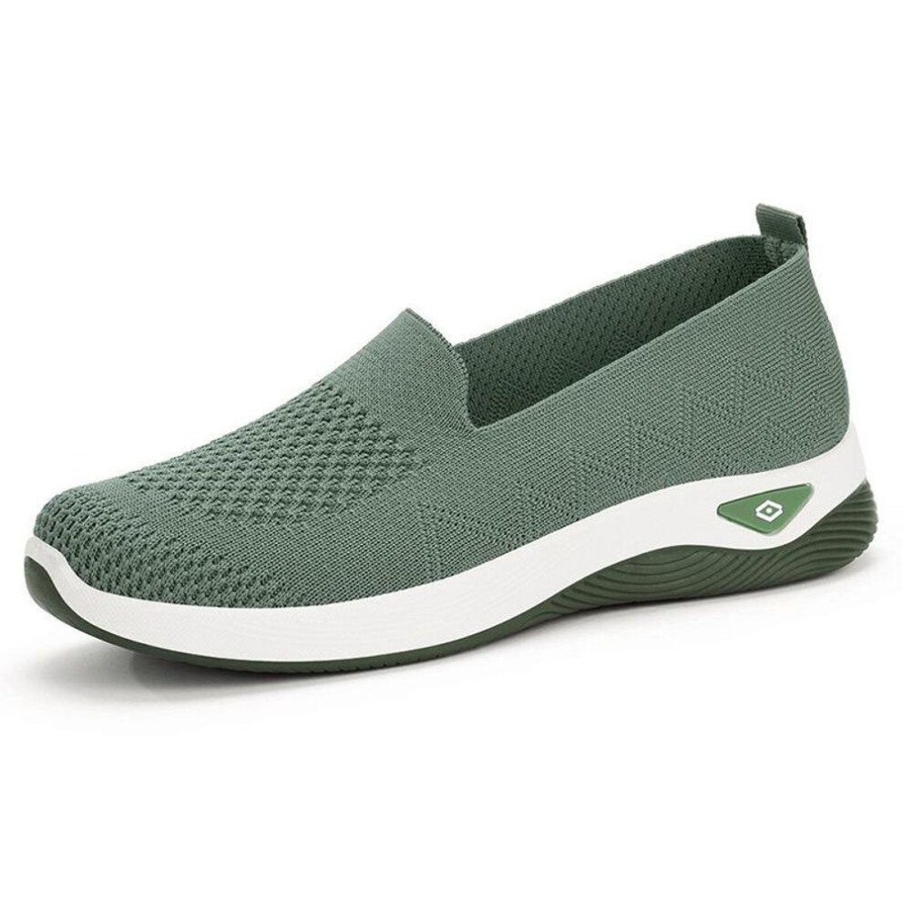 (green, 38) Women's Breathable Mesh Slip-On Walking Shoes Comfortable Memory Foam Casual Loafers Flat Fashion Sneakers