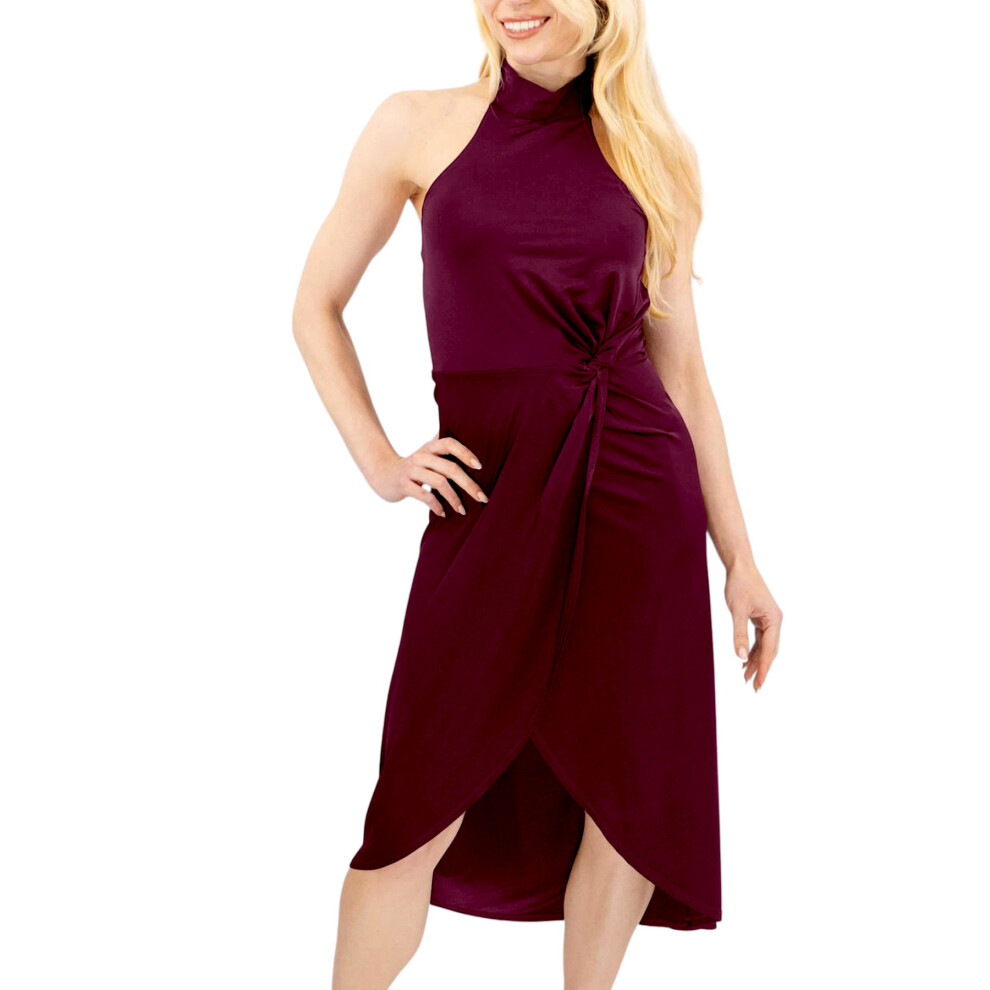 (WINE, TED 0) TED BAKER Womens Halter neck Midi Dress Evening Cocktail Elegant Party Ball Gown-image-OPC-PH6RFZ2-NEW