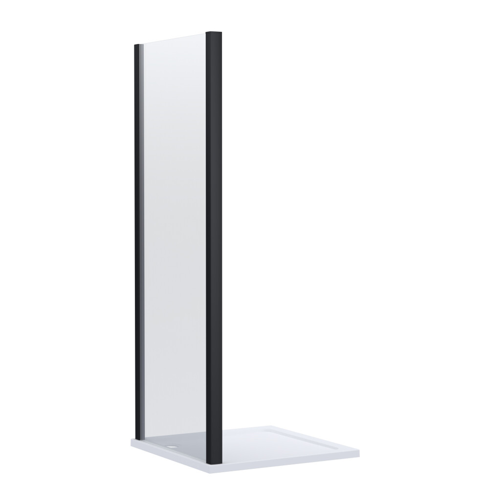 Contemporary Shower Enclosure 8mm Glass Side Panel, 800mm, Matt Black