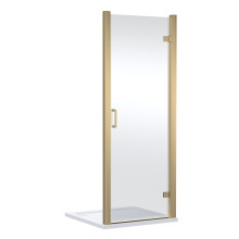 Contemporary 8mm Glass Reversible Hinged Shower Door, 800mm, Brushed Brass