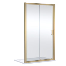 Contemporary 8mm Glass Sliding Reversible Sliding Shower Door, 1200mm, Brushed Brass