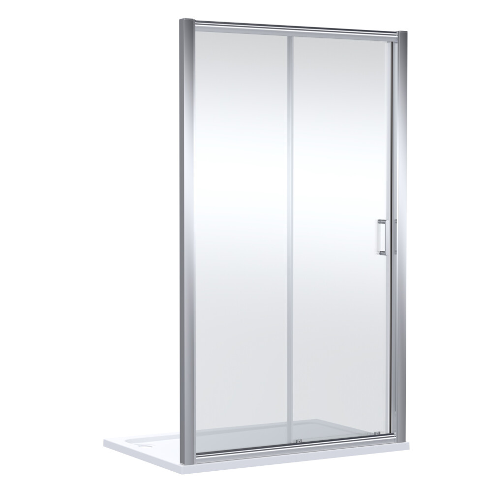 Contemporary 8mm Glass Sliding Reversible Sliding Shower Door, 1200mm, Chrome