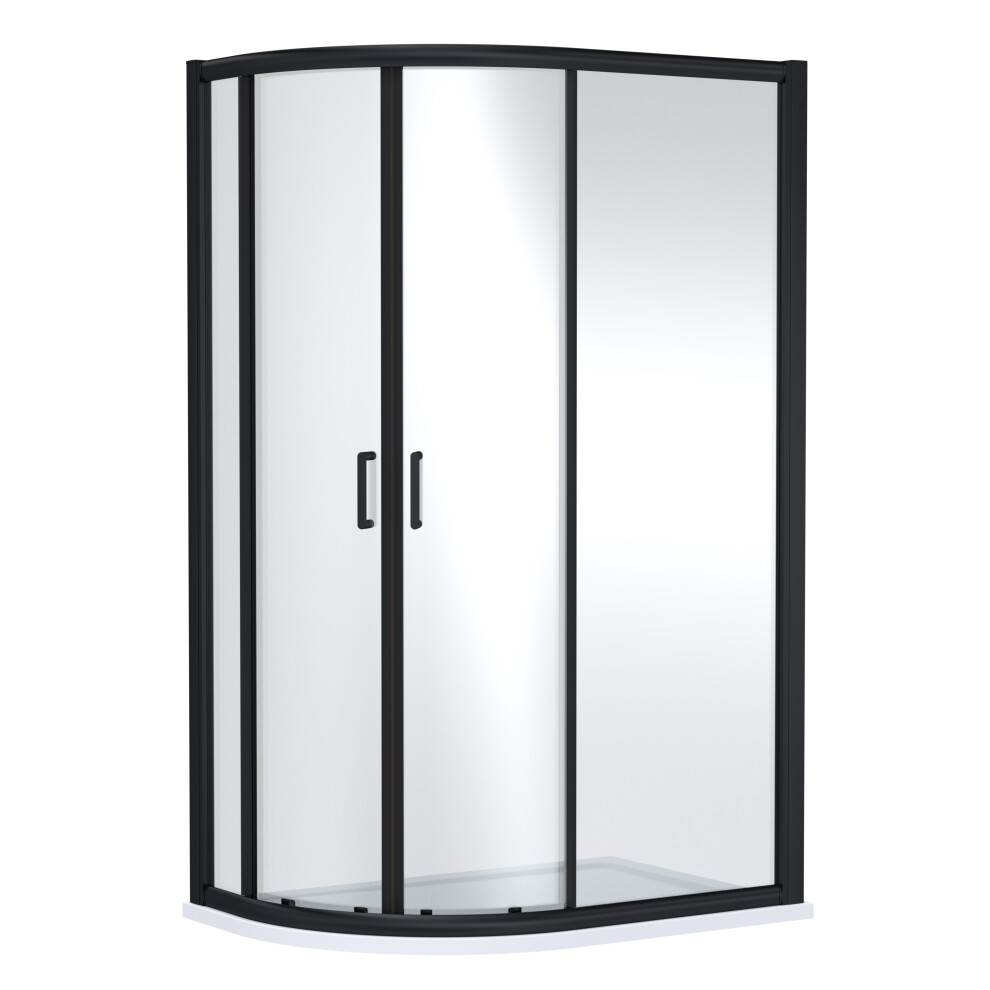 Contemporary 8mm Glass Offset Quadrant Shower Enclosure, 1200 x 800mm, Matt Black