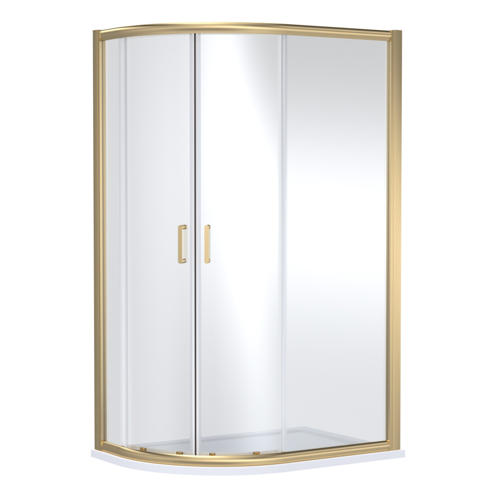 Contemporary 8mm Glass Offset Quadrant Shower Enclosure, 1200 x 800mm, Brushed Brass