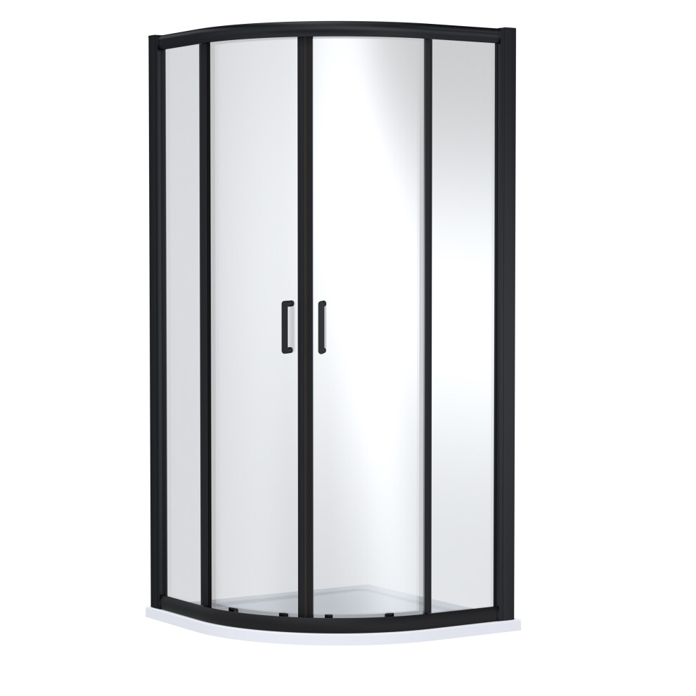 Contemporary 8mm Glass Quadrant Shower Enclosure, 900 x 900mm, Matt Black