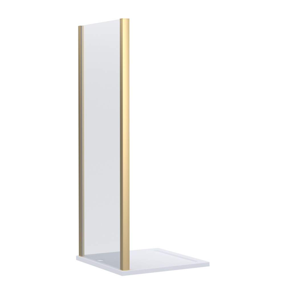 Contemporary Shower Enclosure 8mm Glass Side Panel, 800mm, Brushed Brass