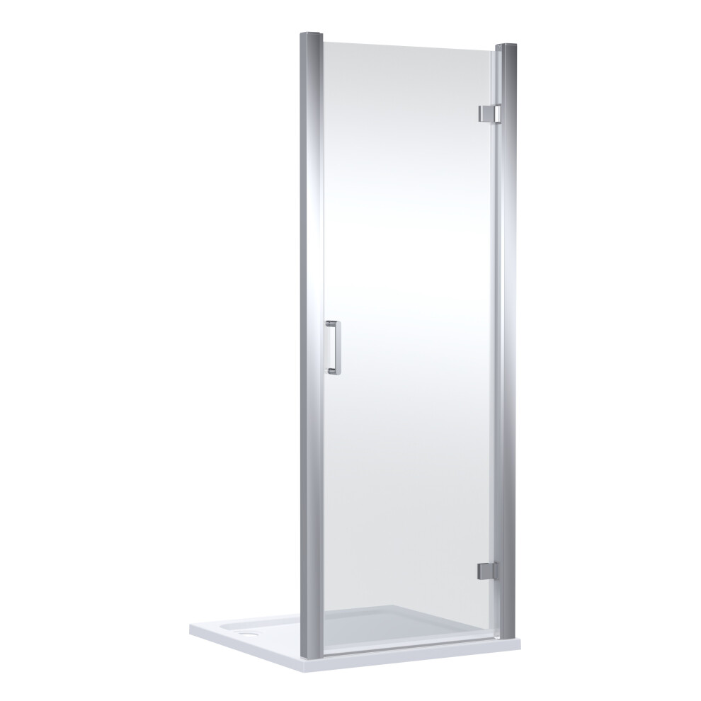 Balterley Contemporary 8Mm Glass Reversible Hinged Shower Door, 900Mm, Chrome Black