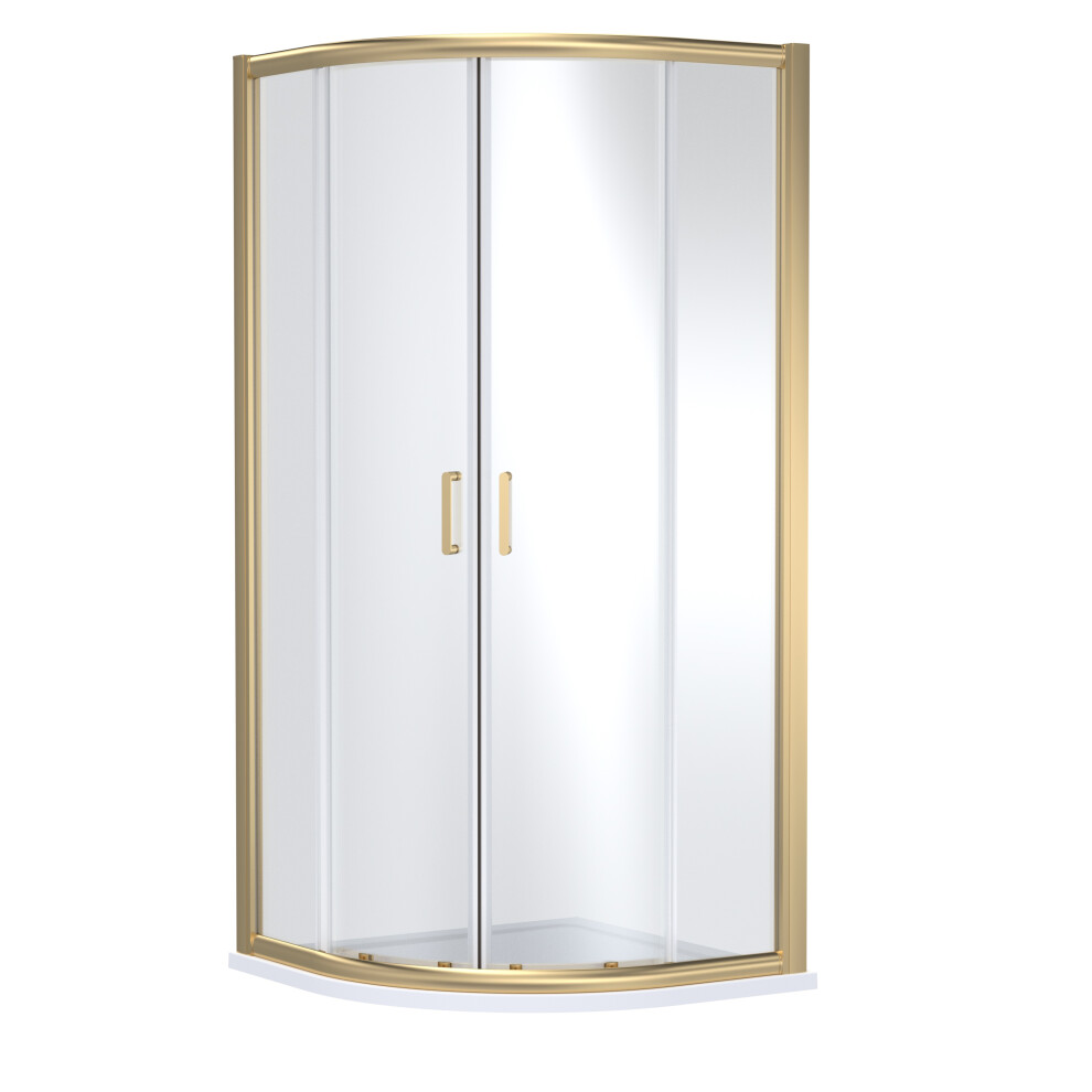 Contemporary 8mm Glass Quadrant Shower Enclosure, 900 x 900mm, Brushed Brass