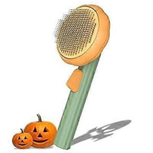 Pet Self Cleaning Slicker Brush, Cat Massage Comb with Button and Soft Bent Pain-Free Bristles