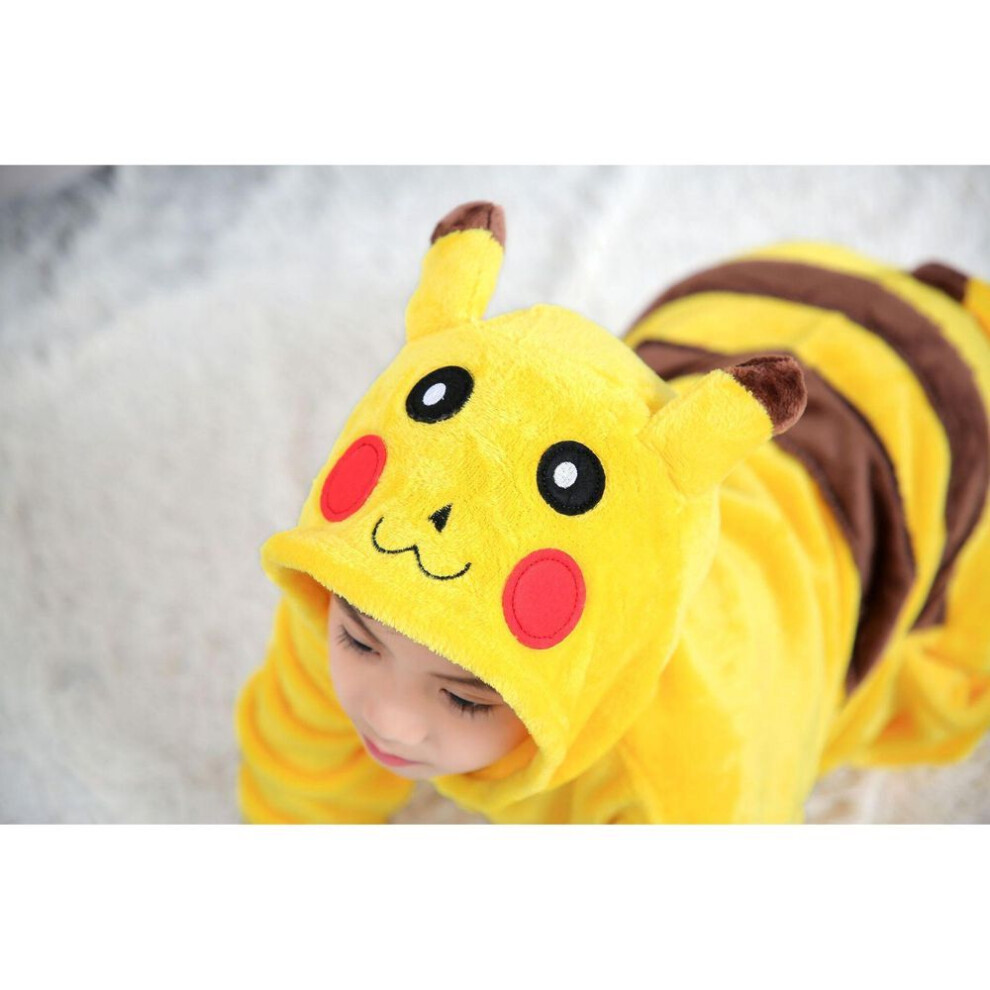 (as the picture, 130# 126-135cm) Cartoon Flannel One-piece Kids' Pajamas For Fall And Winter