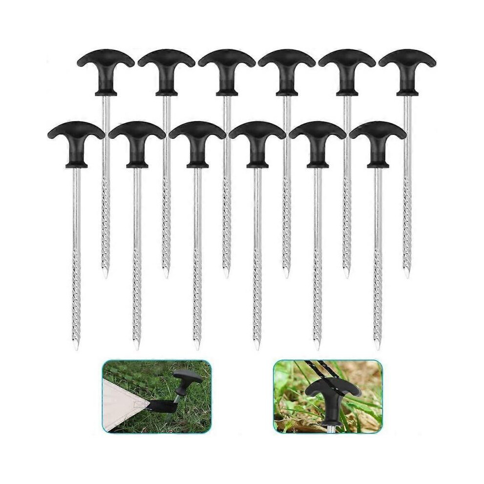 12pcs Tent Nails Galvanized Non-rust Tent Stakes Stakes Camping Sturdy Garden (clous de tente galvanisés non rouillés)