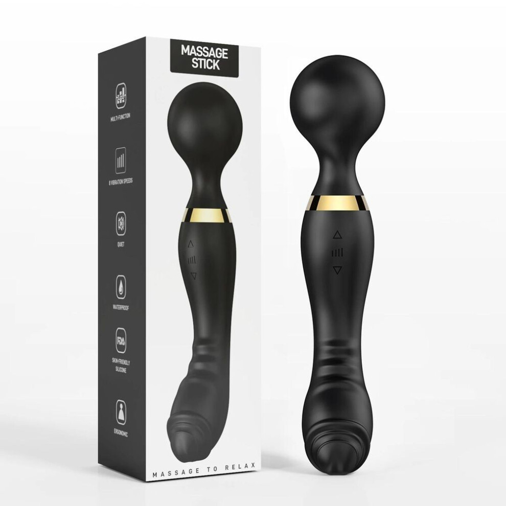 (black) Double Head Powerful Dildos Vibrator For Women G Spot Clitoris Stimulator Av Magic Wand Vagina Massager Adult Sex Toys For Adult