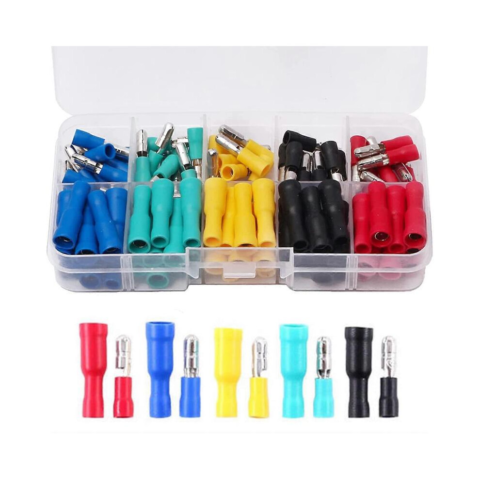 100Pcs Bullet Butt Connectors, Insulated Wire Connectors Crimp Connectors 5004229920427