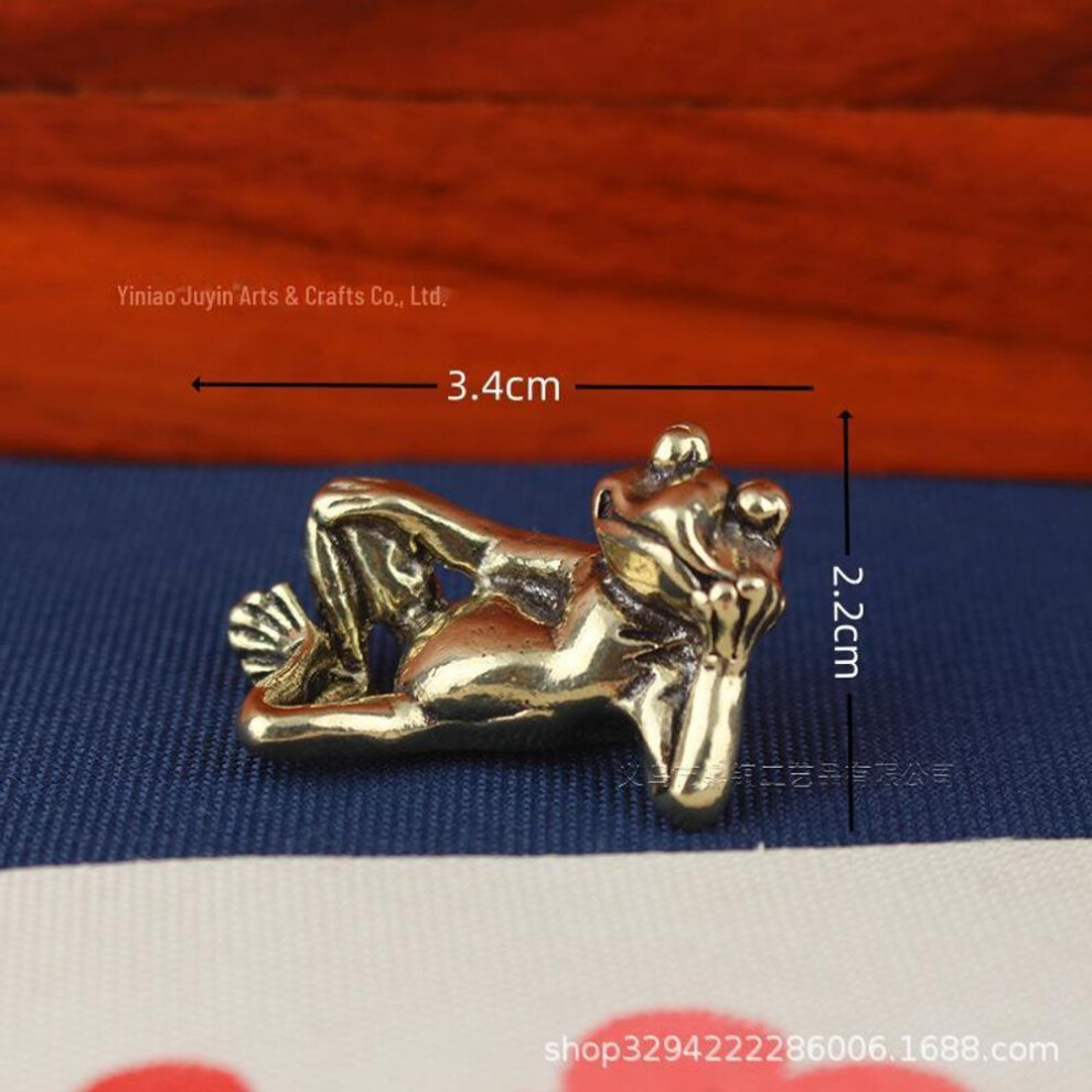 (as the picture, small, 30g) Solid Brass Sleeping Frog Tea Set Decor – Unique Handcrafted Frog Ornament for Office or Tea Table