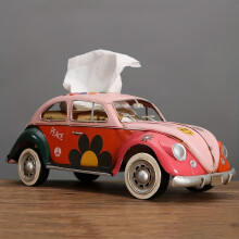 (pink) A Vintage American-Style Creative Industrial Bus Tissue Box, A Decorative Piece For The Living Room, Serving As A Tissue Holder And A Car Ornament.