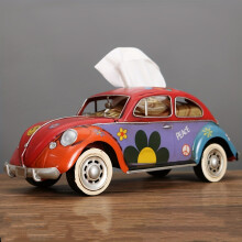 (Red) A Vintage American-Style Creative Industrial Bus Tissue Box, A Decorative Piece For The Living Room, Serving As A Tissue Holder And A Car Ornament.
