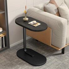 (Black) Side Table C Shaped for Sofa Coffee End Tables for Living Room Bedside Tables