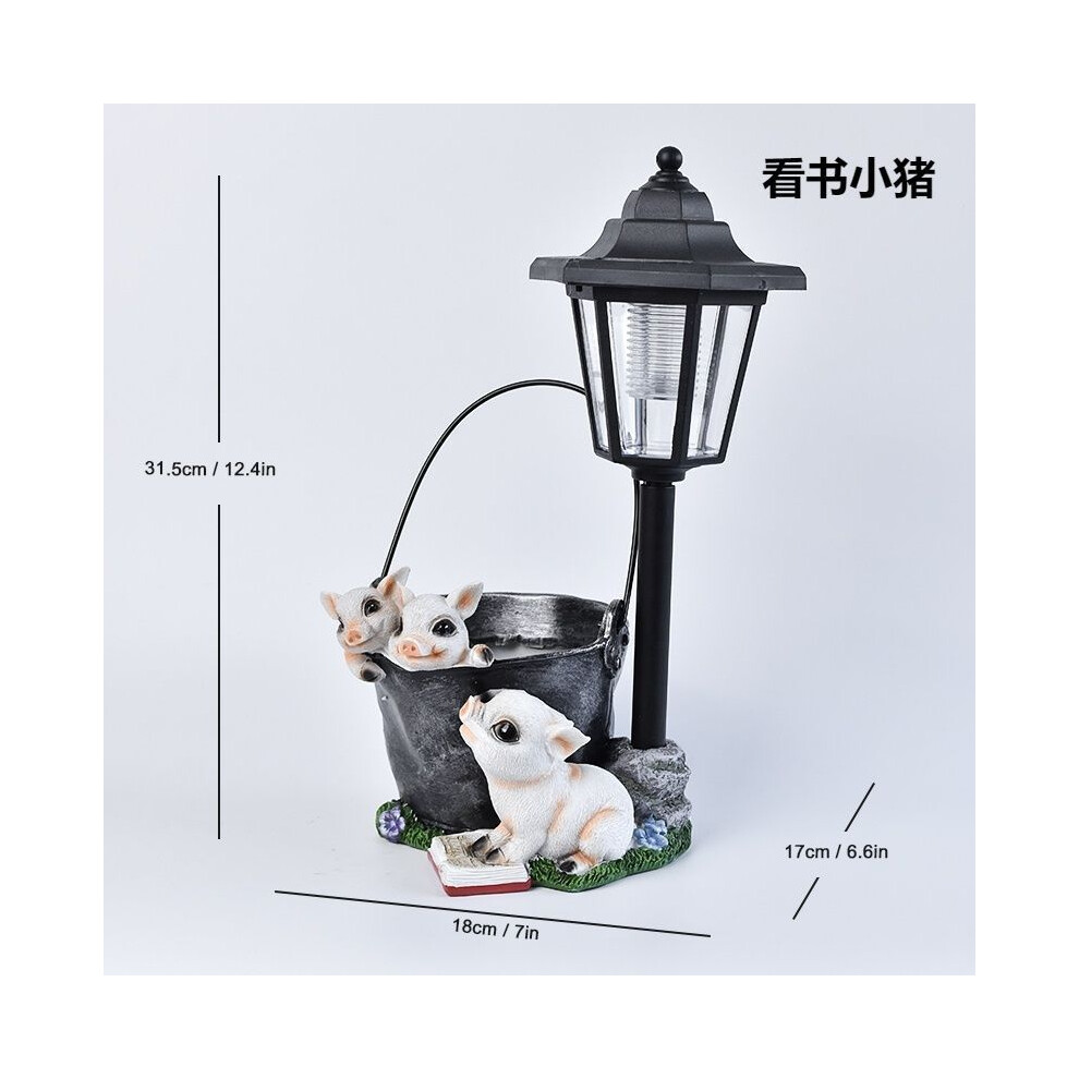 Bghone (Ld-017-Reading Pig) New Solar Hexagonal Garden Light Animal Decorative Light