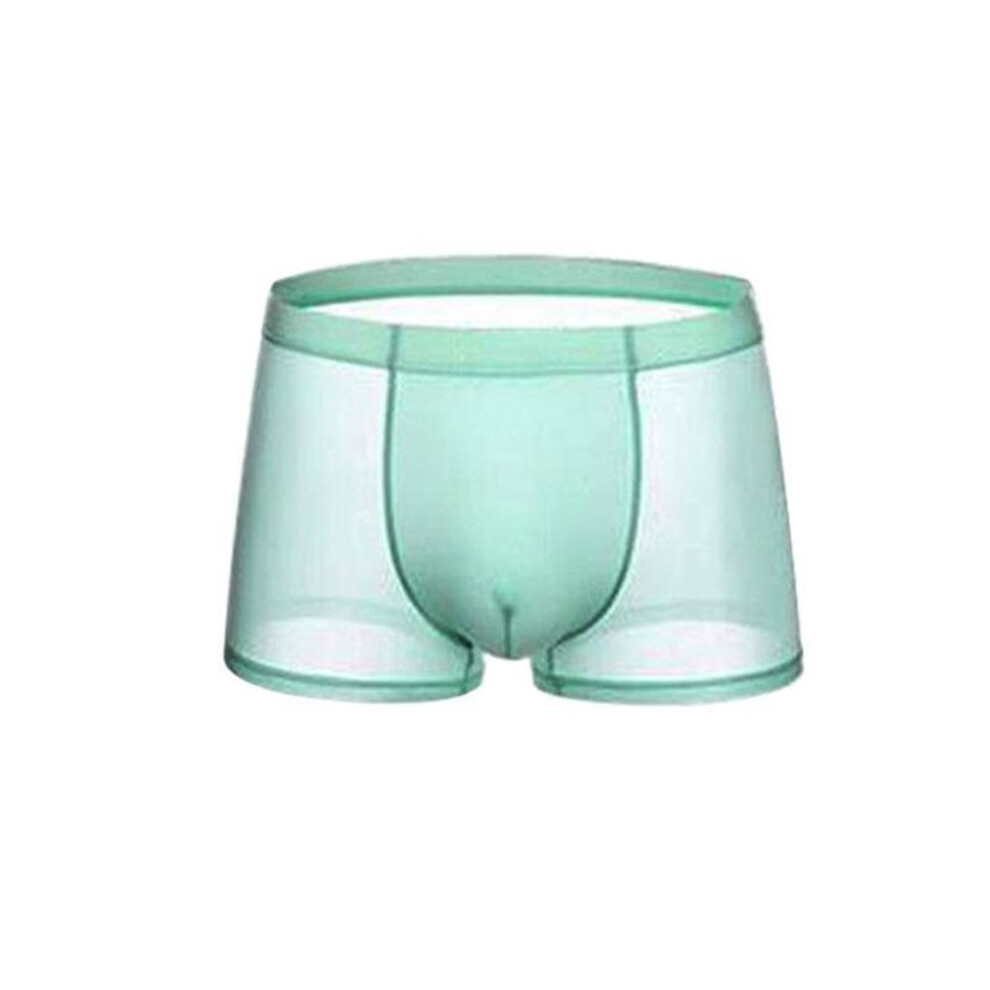 (light green, XL) Men's Ice Silk Ultra-thin Breathable Boxer Briefs - Comfortable Summer Underwear