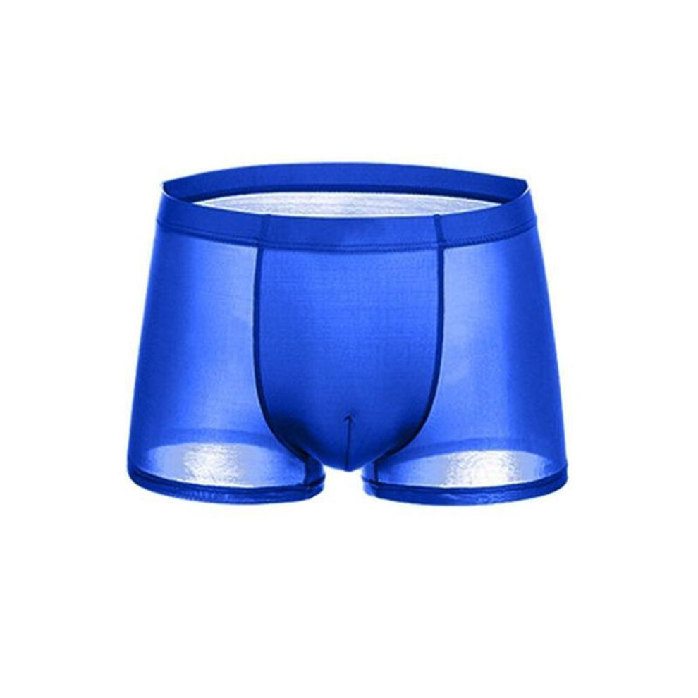 (sapphire, 3XL) Men's Ice Silk Ultra-Thin Breathable Boxer Briefs - Comfortable Summer Underwear