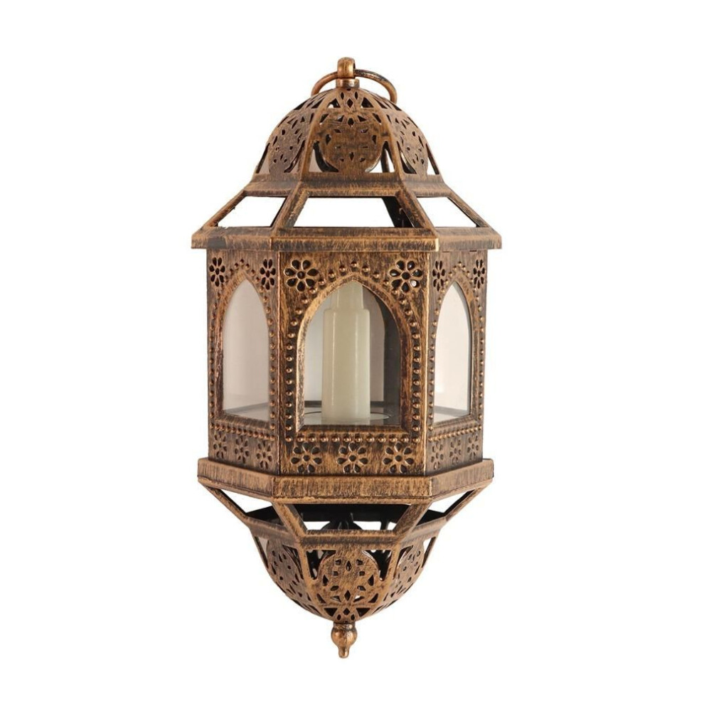 (candle with base) Bronze LED Lantern Light Plastic Eid Mubarak Light Creative Ramadan Decoration  Muslim Islamic