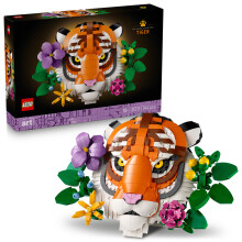 LEGO Art 31217 De Collectie Fauna – De Tijger - Volwassenen Set - Muurdecoratie Met Bloemen