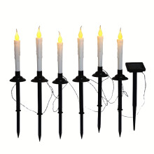 (Set 6 LED Candle Lights) 1SET 6 Solar Candle Lights, Lawn Lights, Ground Plug Lights, Garden Decoration Lights, Halloween Candles, Christmas Holiday Lights, LED Lights