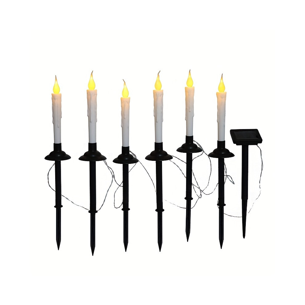 Srj Star (Set 6 Led Candle Lights) 1Set 6 Solar Candle Lights, Lawn Lights, Ground Plug Lights, Garden Decoration Lights, Halloween Candles, Christmas Holiday
