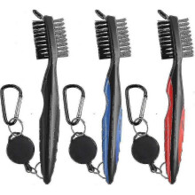 3 Pieces Golf Brush, Golf Club Cleaning Brush Groove Cleaner Nylon And Stainless Steel Double Sided Brush Set with Aluminum