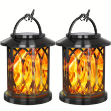(20LED Solar Lantern-2PC) 1/2/4pcs Vintage Design Solar Hanging Lantern with Flickering Flame - Solar Pendant Lights Plastic Material, Solar Powered Charging