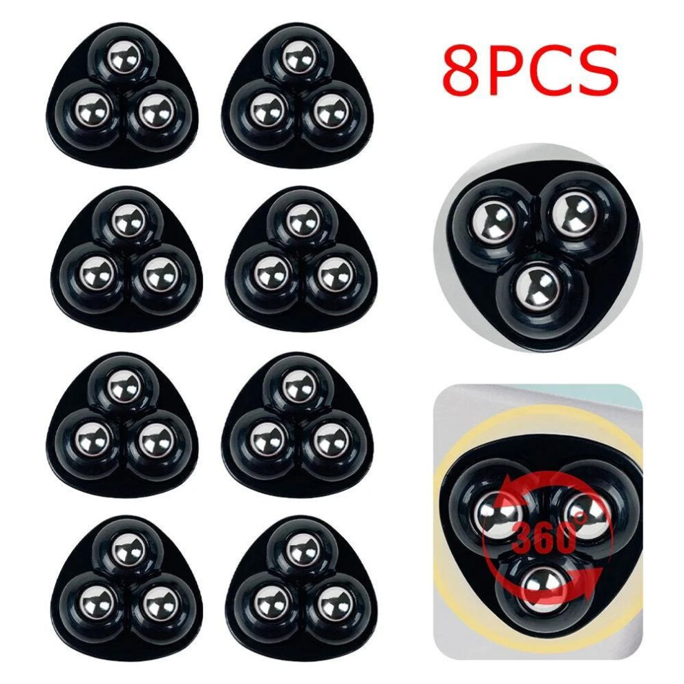 (black, 8PCS) Rolling Caster Pulleys 360 Free Rotation Swivel Caster Wheels No Noise For Trash Can Bottom Kitchen Small Appliances