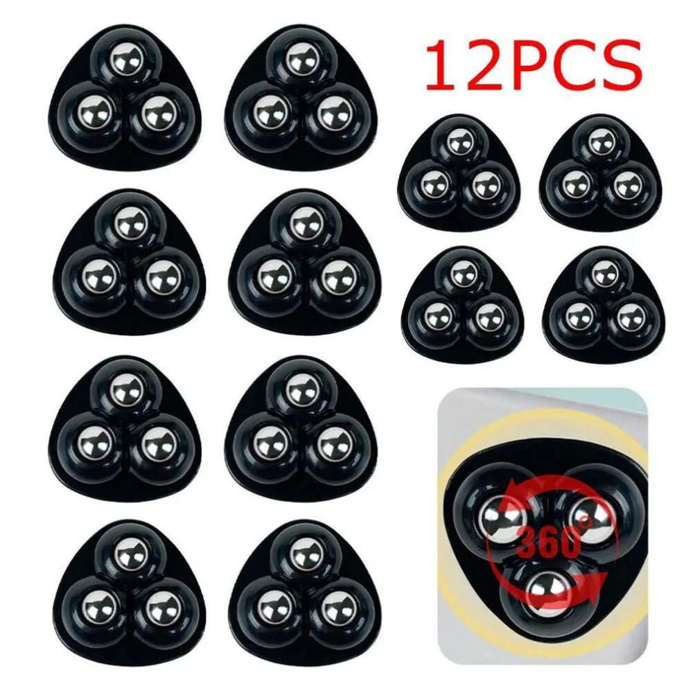 (black, 12PCS) Rolling Caster Pulleys 360 Free Rotation Swivel Caster Wheels No Noise For Trash Can Bottom Kitchen Small Appliances