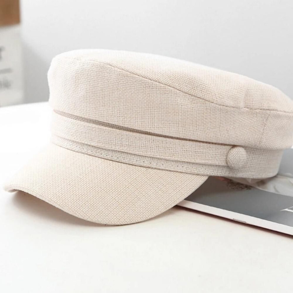 (white) Breathable Sailor Hats Adjustable Flat Top Captain Cap Fashion Women Beret Caps  Spring Autumn