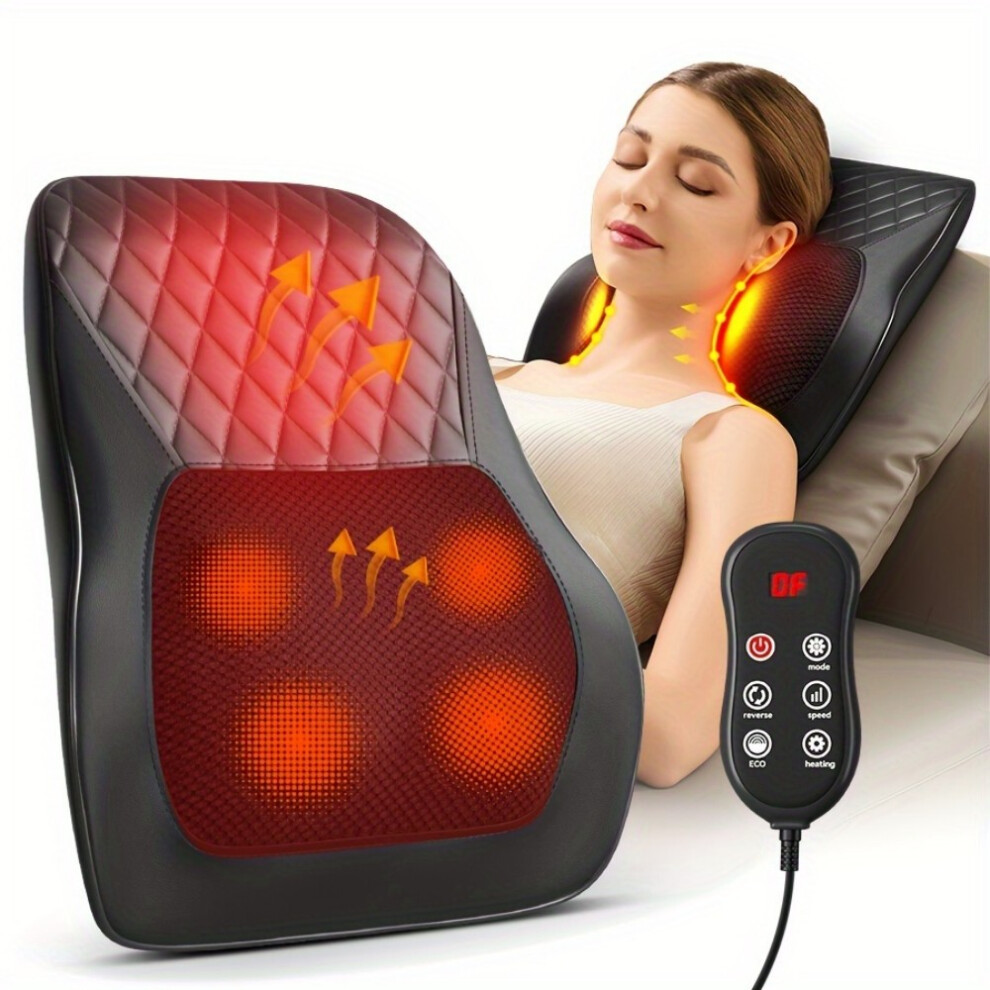 (Black) 3D Kneading Neck And Back Massager, Equipped with Electric Massage Pillow, Suitable for Full Body Kneading Bed Relaxation Massage Pillow